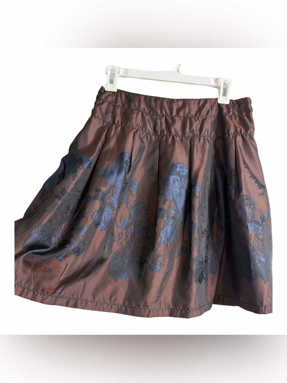 Max Studio Jacquard Floral Skirt Brown Size Small Metallic VTG boho Flared - Picture 2 of 7